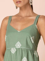 Thumbnail for Indya Green Tribal Tiered Maxi Dress - Distacart