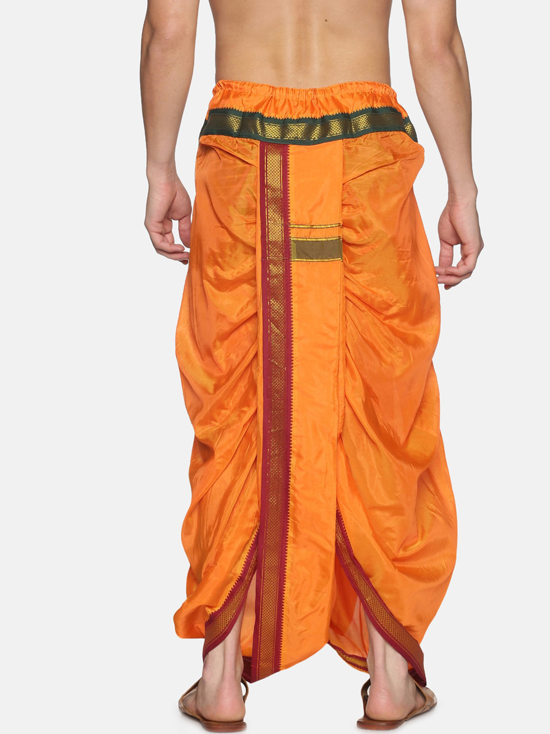 Sethukrishna Men Orange & Green Solid Readymade Dhoti Pant - Distacart