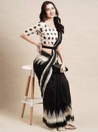 Thumbnail for Saree Mall Black & White Pure Cotton Saree - Distacart