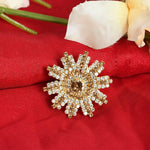 Thumbnail for Mominos Fashion Joharkamal Gold-Plated AD Studded Adjustable Finger Ring - Distacart