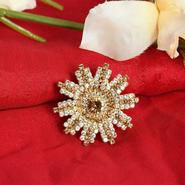 Mominos Fashion Joharkamal Gold-Plated AD Studded Adjustable Finger Ring - Distacart