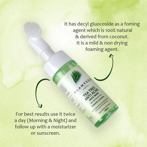 Glamveda Tea Tree Anti Acne Face Wash With Soft Silicone Brush