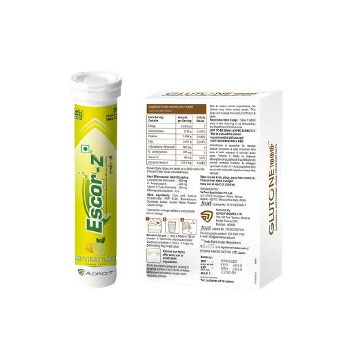 Glutone 1000 & Escor-Z Tablets Combo Pack - Distacart