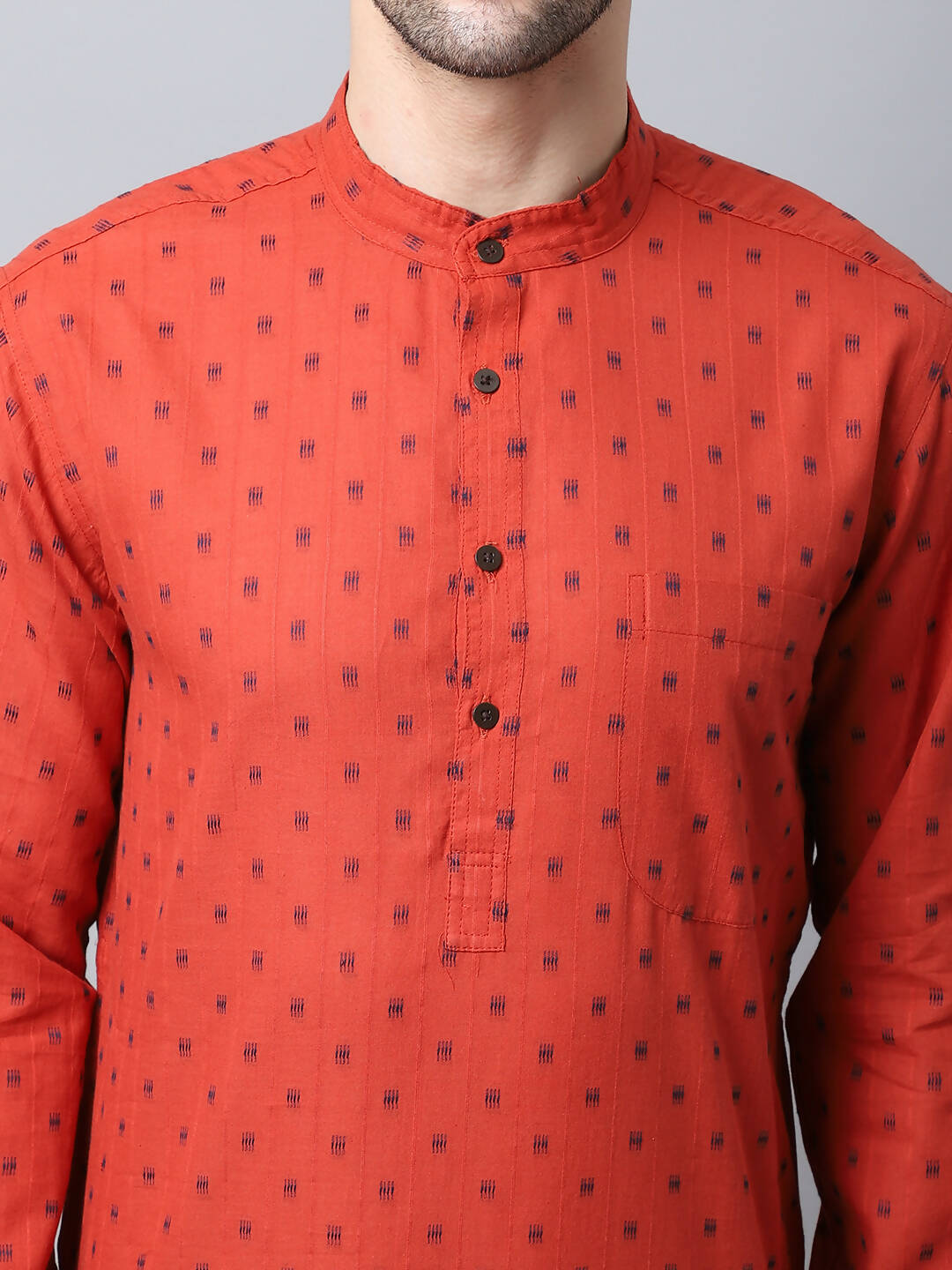 Even Apparels Red Pure Cotton Men's Kurta With Band Collar - Distacart