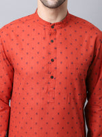 Thumbnail for Even Apparels Red Pure Cotton Men's Kurta With Band Collar - Distacart