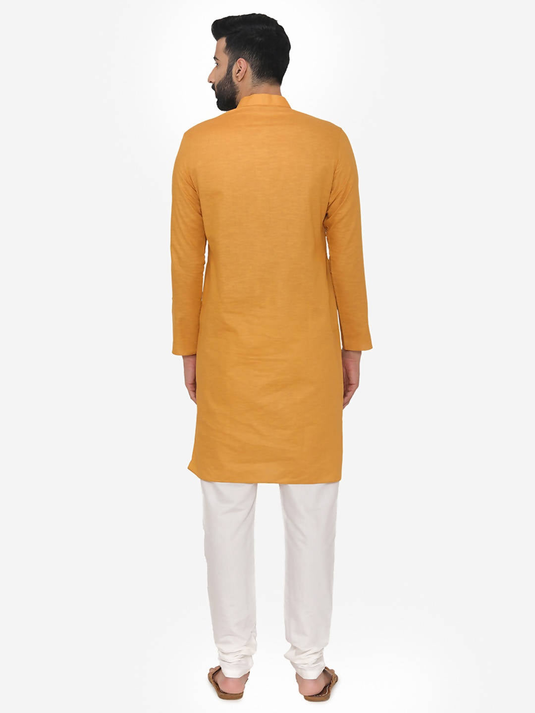 Manyavar Men Orange Solid Straight Kurta - Distacart