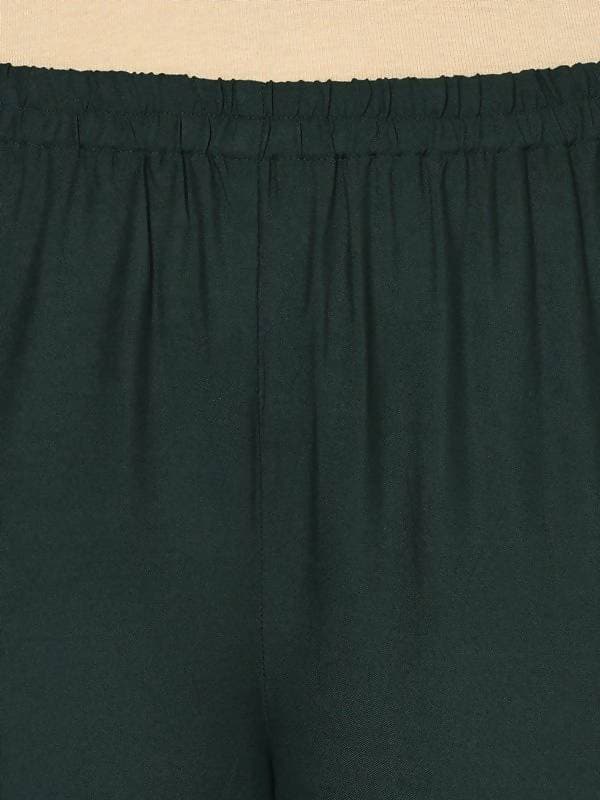 Aniyah Rayon Bottle Green Color Flared Slip-On Palazzo (AN-206K)