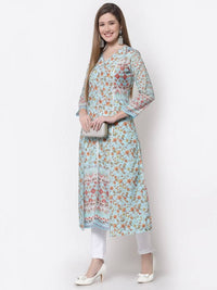 Thumbnail for Myshka Blue Color Pure Cotton Printed Kurta
