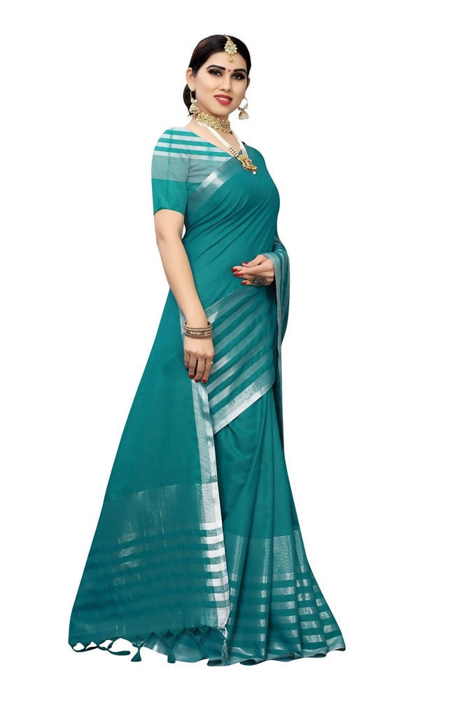 Vamika Rama Green Cotton Silk Weaving Saree (Twitter Rama)
