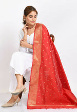 Thumbnail for Mominos Fashion Moeza Women's Banarsi Silk Woven Design Red Dupatta - Distacart