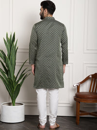 Thumbnail for Sojanya Floral Printed Mandarin Collar Kurta With Churidar - Distacart