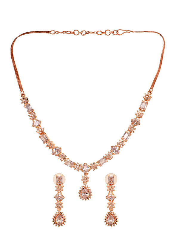 Saraf RS Jewellery Rose Gold Plated AD Studded Designer Jewellery Set - Distacart