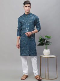 Thumbnail for Sojanya Ethnic Motifs Embroidered Sequinned Pure Cotton Kurta with Churidar - Distacart