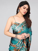 Thumbnail for Kalini Teal & Grey Chiffon Saree - Distacart