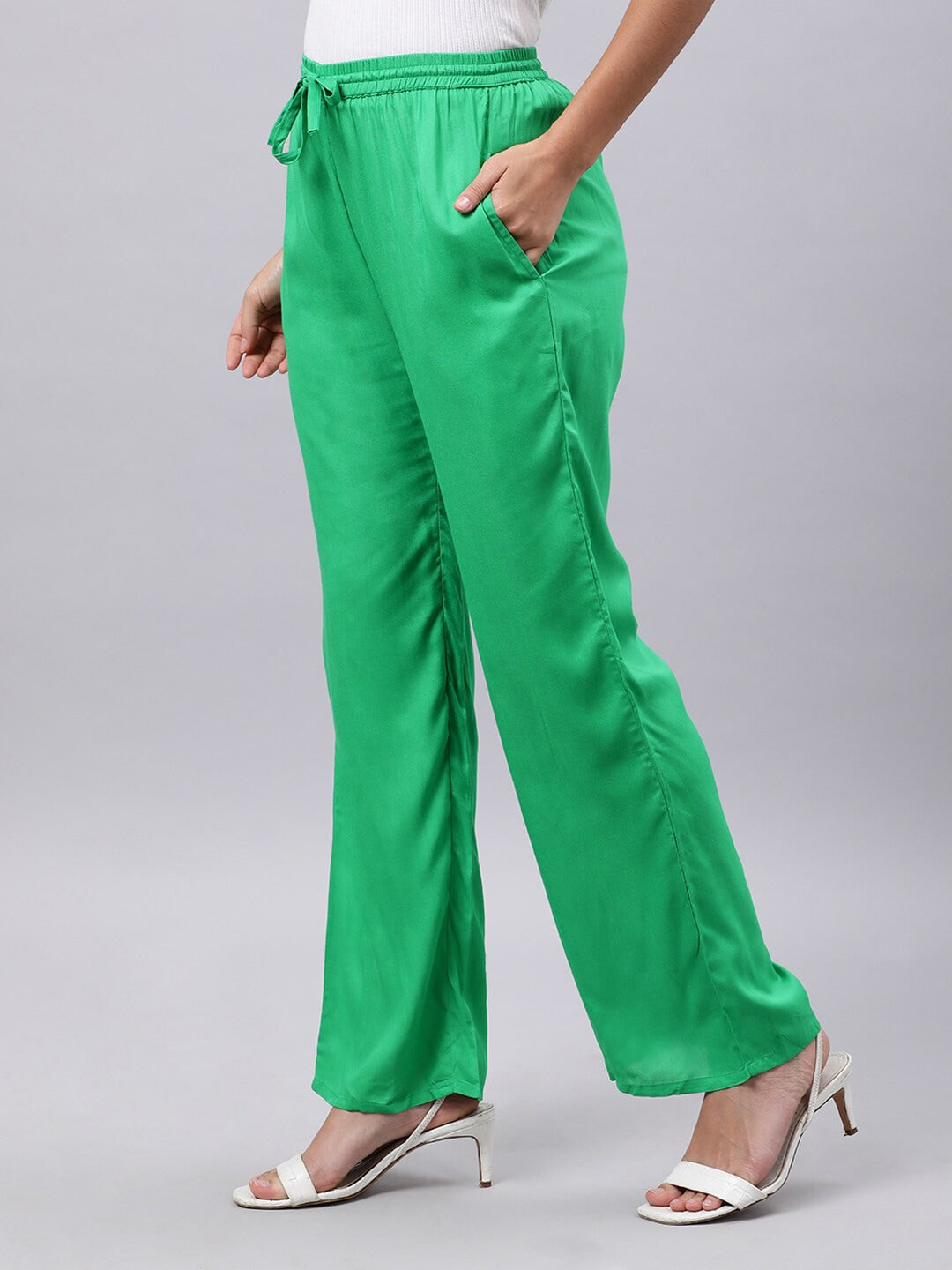 Souchii Green Liva Palazzos - Distacart