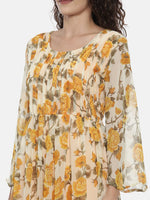 Thumbnail for Souchii Cream-Coloured Floral Printed A-Line Dress - Distacart