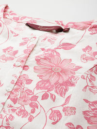 Thumbnail for Sangria Floral Printed Cotton Slub Kurta - Distacart