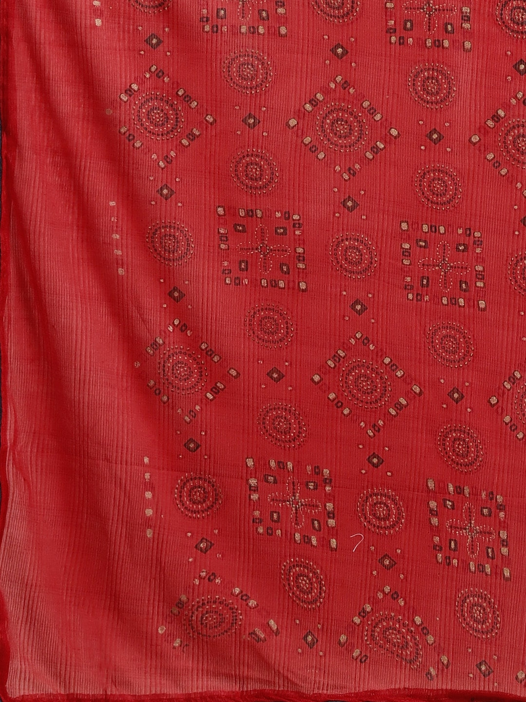 Saree Mall Red Pure Chiffon Tribal Print Bandhani Saree - Distacart