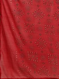 Thumbnail for Saree Mall Red Pure Chiffon Tribal Print Bandhani Saree - Distacart