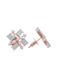 Thumbnail for Saraf RS Jewellery Sea Green & Rose Gold-Plated American Diamond Studded Jewellery Set - Distacart