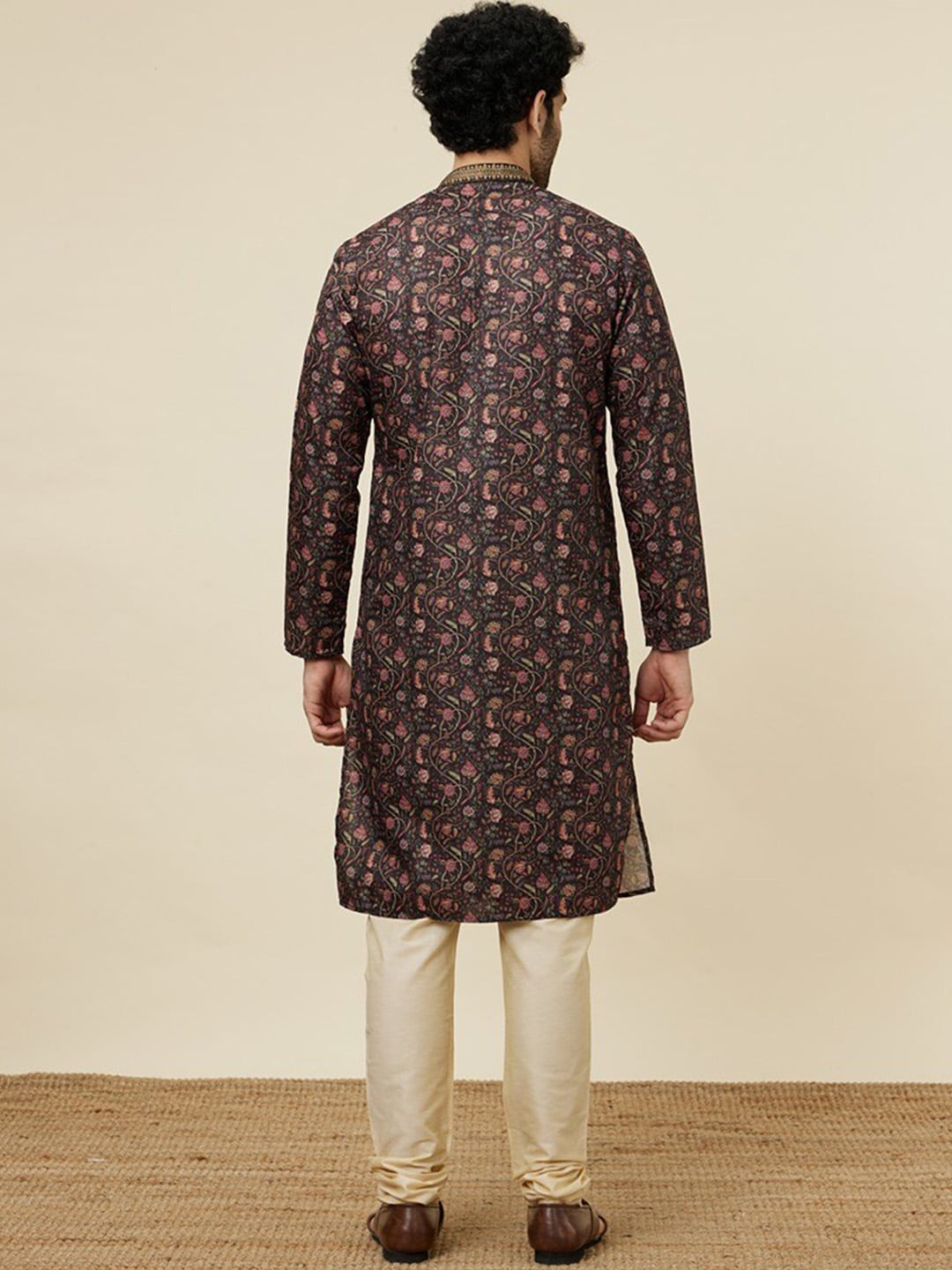 Manyavar Floral Printed Regular Kurta with Churidar - Distacart