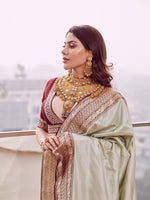 Thumbnail for Kalini Ethnic Motifs Woven Design Zari Silk Cotton Banarasi Saree - Distacart