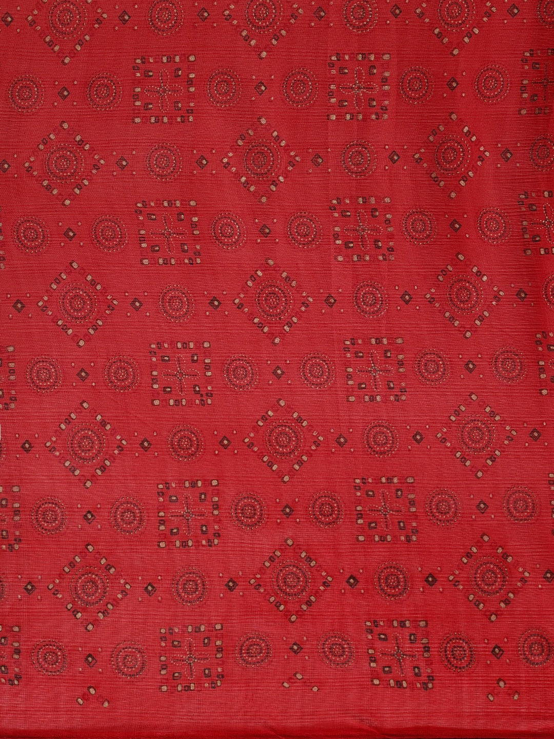 Saree Mall Red Pure Chiffon Tribal Print Bandhani Saree - Distacart