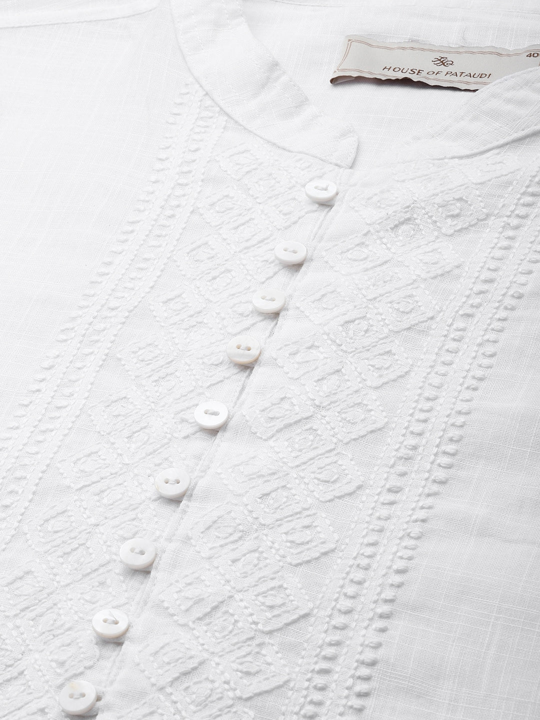 House of Pataudi Ethnic Motifs Embroidered Thread Work Pure Cotton Jashn Kurta - Distacart