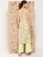 Thumbnail for HERE&NOW Abstract Printed Straight Kurta with Solid Palazzos - Distacart