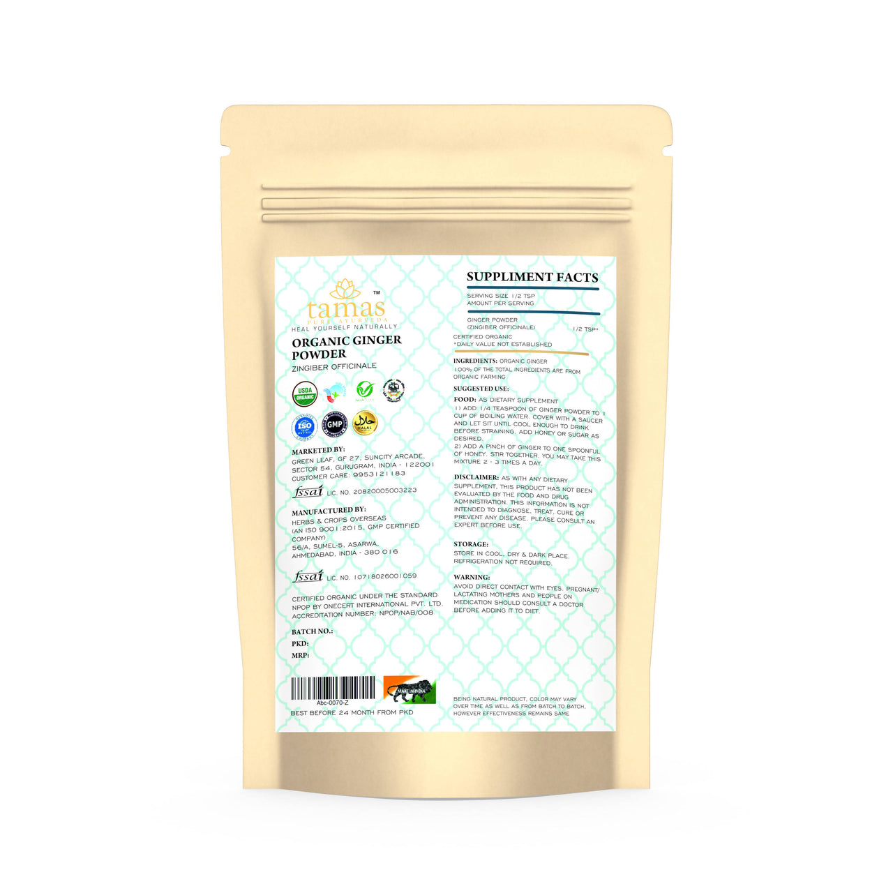 Tamas Pure Ayurveda Superfood Organic Ginger Powder - Distacart