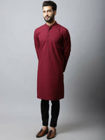 Thumbnail for Even Apparels Maroon Color Linen Pure Cotton Men's Kurta With Side Placket (SLD1182) - Distacart