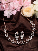Thumbnail for Saraf RS Jewellery Rose Gold-Plated White AD-Studded Jewellery Set - Distacart