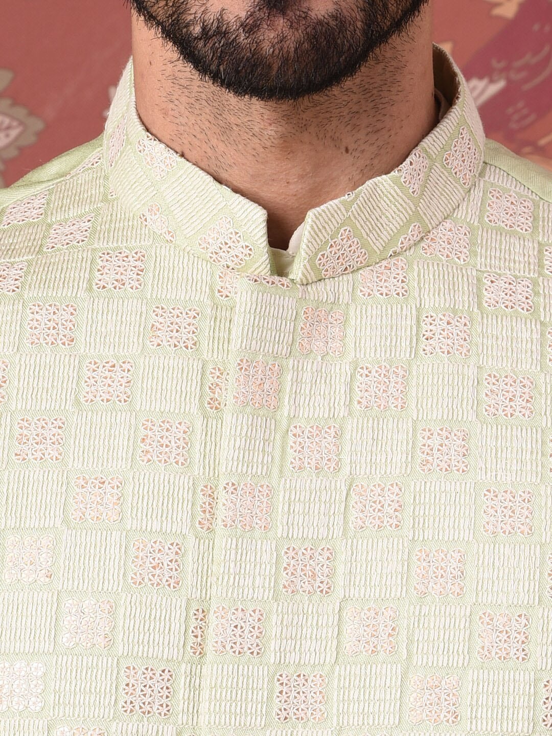 House of Pataudi Straight Kurta With Churidar & Embroidered Nehru Jacket - Distacart