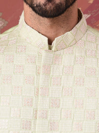 Thumbnail for House of Pataudi Straight Kurta With Churidar & Embroidered Nehru Jacket - Distacart