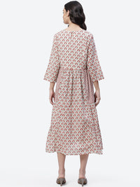Thumbnail for Biba Women Cream-Coloured Ethnic Motifs Printed Flared Sleeves Anarkali Kurta - Distacart