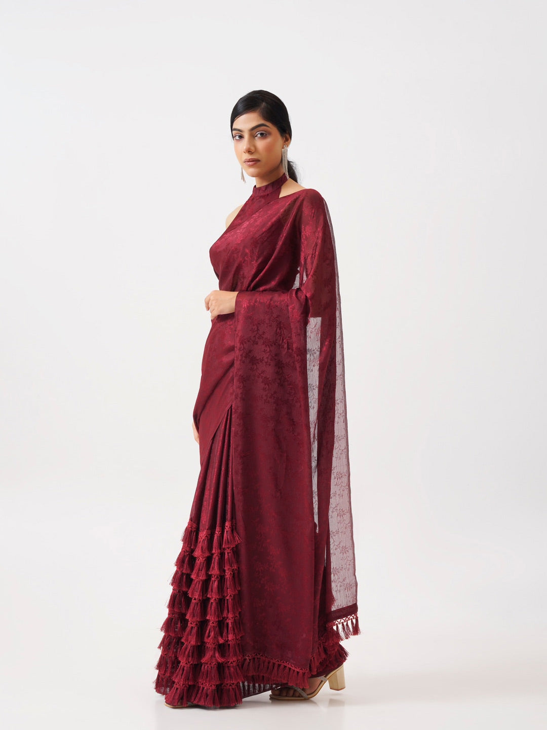 Tikhi Imli Maroon Woven Design Saree - Distacart