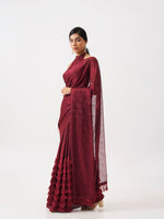 Thumbnail for Tikhi Imli Maroon Woven Design Saree - Distacart