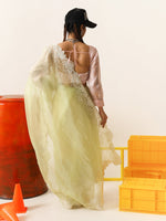 Thumbnail for Tikhi Imli Green Floral Embroidered Organza Saree - Distacart