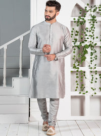 Thumbnail for KISAH Men Mandarin Collar Cotton Kurta Sherwani Set - Distacart