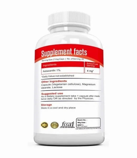 Ramini Bio Nutrition Astaxanthin 4mg Veg Capsules - Distacart