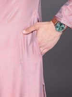 Thumbnail for Manyavar Men Peach-Coloured Ethnic Motifs Regular Kurta with Pyjamas - Distacart