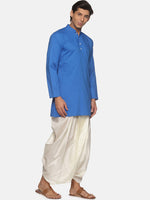 Thumbnail for Sethukrishna Men Blue Pure Cotton Kurta with Dhoti Pants - Distacart
