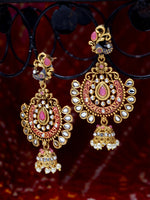 Thumbnail for Shining Diva Gold-Toned Dome Shaped Jhumkas - Distacart