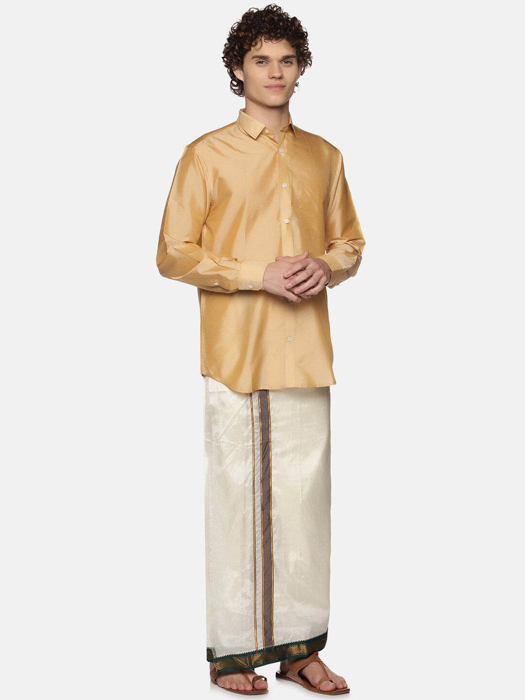 Sethukrishna Men Off White Solid Art Silk Dhotis - Distacart