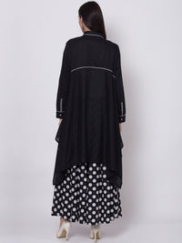 Thumbnail for Biba Women Black & White Solid A-Line Shirt Collar Kurta - Distacart
