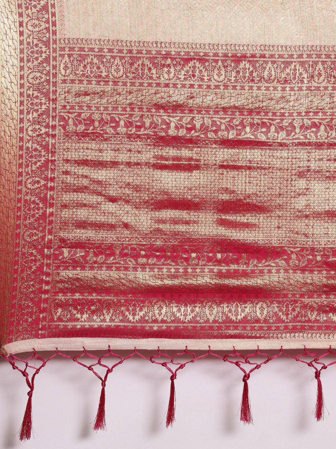 Saree Mall Peach-Coloured Ethnic Motifs Zari Silk Blend Banarasi Saree - Distacart