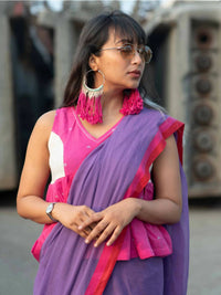 Thumbnail for Suta Lavender Solid Mul Cotton Saree - Distacart