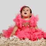 Thumbnail for Pink Cow Fashions Pink Gown With Frill Sleeves & Ghera - Distacart