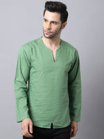Thumbnail for Even Apparels Green Pure Cotton Round Neck Slit Men's Kurta - Distacart