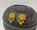 Thumbnail for Terracotta Lakshmi Devi Studs With Dangles-Golden Green
